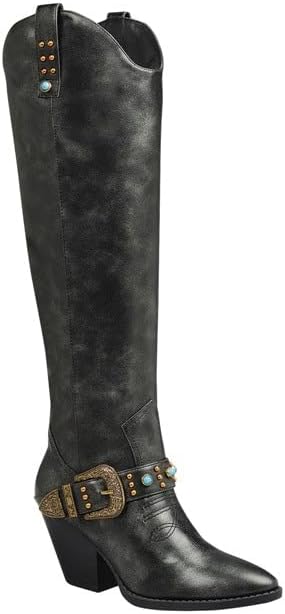 Forever Link Women's Pointed Toe Western Knee High Cowgirl Boots
