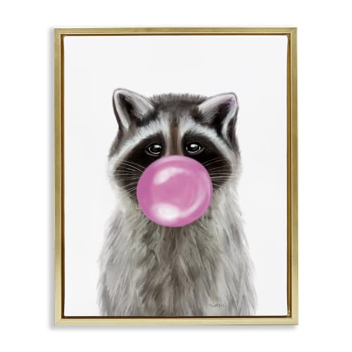 Raccoon Bubble Gum Wildlife Portrait, 24 x 30 Inch Canvas in Floater Frame