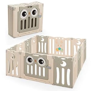 COSTWAY Grondbox baby, 14 HDPE paneel babybox speelbox, opvouwbare baby speelruimte met veiligheidsslot & educatief…