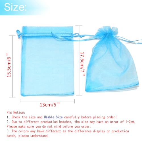 Image of Dealglad 50pcs Drawstring Organza Jewelry Candy Pouch Christmas Wedding Party Favor Gift Bags (5x7 inch, Lake Blue)