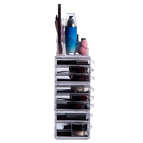PENGKE Clear Makeup Organizer,Acrylic Jewelry and Cosmetic Storage,Large Capacity for Beauty Product Organizer,Storage Cosmetic, Brushes, Palettes, Lipsticks,11 Drawer Keep Your Vanity Organized