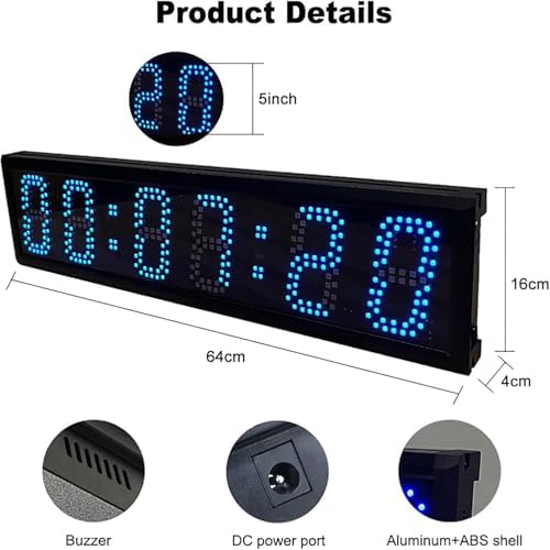Digital Countdown Timer Clock for Sports - 5'' Portable LED Race Timer with Tripod & Remote Control, Ideal for Marathon Running, Events & Competitions (Green)