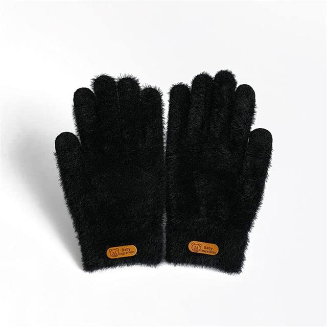 CREATURE Women's Winter Touchscreen Gloves Warm Fleece Furry Gloves Elastic Cuff Winter Gloves (BLACK) - Image 2 thumbnail