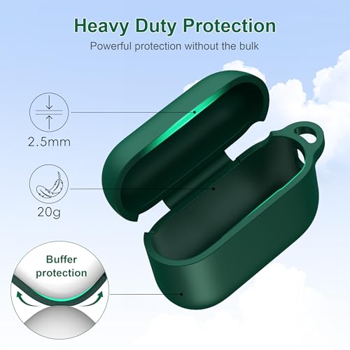 Image of R-fun for AirPods Pro 3 Case (2025), Soft Silicone Protective Case Cover Compatible with Apple AirPods Pro 3rd Generation (USB-C Cable) for Women Men with Cleaning Kit and Keychain, Black Green