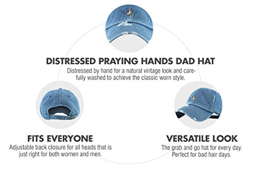 Image of KBETHOS Praying Hands Rosary Dad Hat Baseball Cap Unconstructed Polo Style Adjustable Unisex