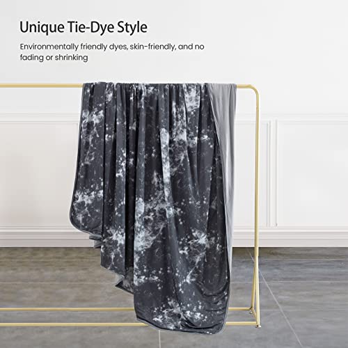 Elegear Cooling Blanket Tie Dye, Q-Max>0.5 Japanese Arc-Chill Cooling Fiber, Both Sides[Cooling/Cotton] For All-Season, Soft Breathable Blankets Keep Adults/Child/Baby Cool (Black, Twin/Full 59"X79") #TOP4