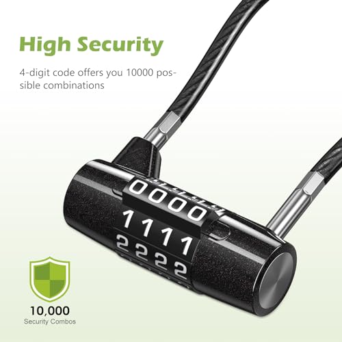 Image of KeeKit 4 Digit Combination Padlock, Resettable Padlock with Steel Wire Rope, Waterproof Lengthened Password Lock for Gyms, Schools, Fences, Toolboxes, Boxes, Cabinets - 2 Pack