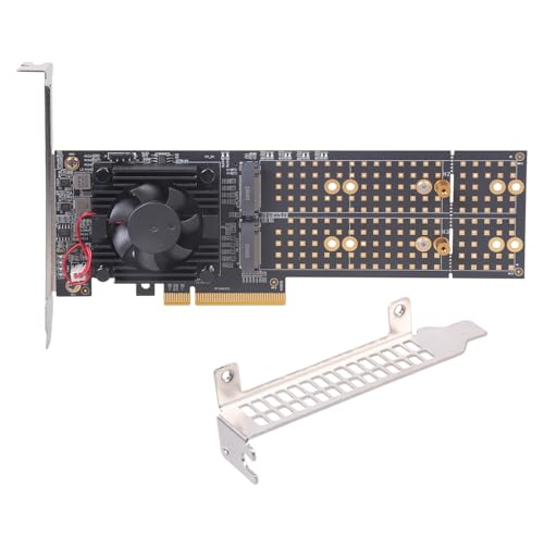 Geavonyg Tarjeta De Expansión PCIe3.0 NVMe para Configuraciones Discos Duros No Se Requiere Configuración BIOS Refrigeración por Ventilador Activo Montaje Tarjeta Expansión NVME con