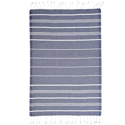 Cacala 100% Turkish Cotton Kitchen Tea Towels, Highly Absorbent Luxury Soft Quick Drying Dish Towel With Hanging Loop For Gym, Yoga, Bath, Sports, Cleaning And Kitchen (23 X 36), Dark Blue #TOP4