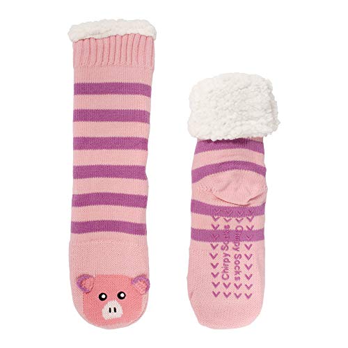 BambooMN Extra Thick Cozy Fuzzy Animal Thermal Cabin Plush Fleece-lined Knitted Crew Socks