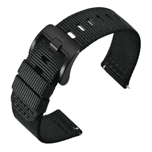 ANNEFIT Bracelet de Montre en Nylon à Dégagement Rapide, Bracelets de Montres Militaires pour Homme 22mm avec Boucle Noire (Noir)