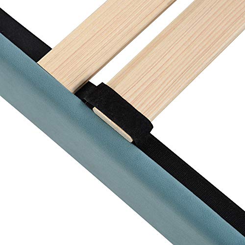 Queen Size Storage Bed Velvet Upholstered Platform Bed With A Big Drawer Comfortable Sleep 62.99 24.80 5.12 Inche Bed Frame Is Made Of Solid Mdf And Particle Board (Blue) #TOP7