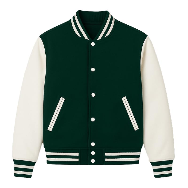 Image of Koverify Cotton Blend Standard Length Long Sleeves Winter Wear Solid Varsity Jacket For Men