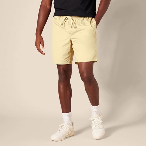 Image of Amazon Essentials Men's 8 inch Inseam Relaxed-Fit Cotton Drawstring Pull-On Walk Shorts, Summer-Weight