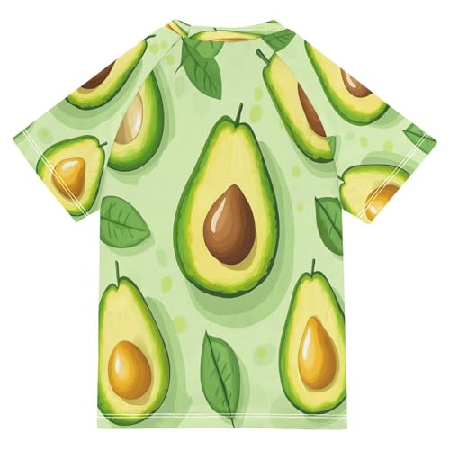 Boys Short Sleeve T-Shirts Avocado Fresh Green Rashguard Kids Swim Shirts Sun UPF 50+2