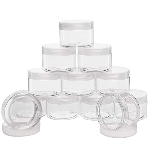 Belle Vous Cosmetic Containers (12 Pck) - 120ml Air Tight Clear Transparent Empty Plastic Storage Container Jars with Lid for Body Creams, Lotion, Slime, Liquids, Dry Food, Beads & Jewellery Storage