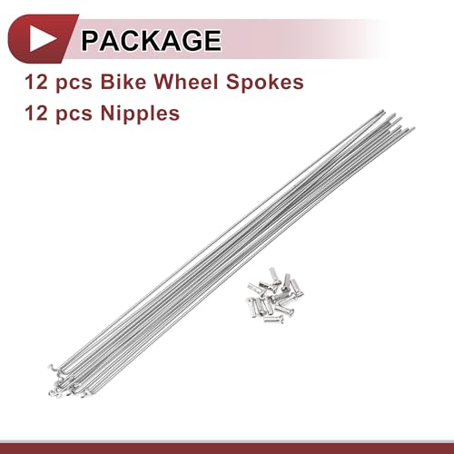 A ABSOPRO 12 Set 14G Bicycle Spokes 287mm Bike Wheel Spokes 304 Stainless Steel Silver Tone