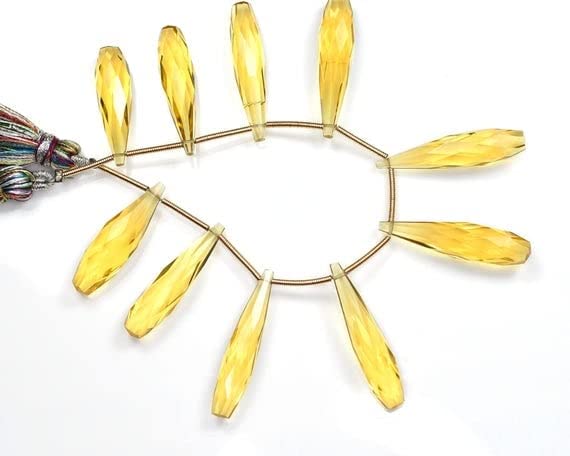 Quartz champagne en briolettes 30mm LKBEADS pour fabriquer des boucles symétriques
