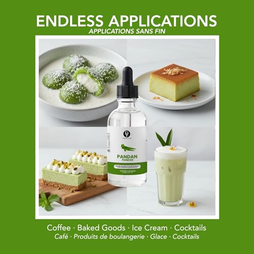 Image of Dolce Flav Pandan Extract, Water Soluble - 2 oz | Southeast Asian Flavoring for Baking, Desserts, Beverages & Syrups - Sugar Free, Kosher, Allergen Free