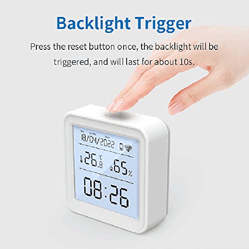 Wifi Thermometer Hygrometer, Wifi Temperature Humidity Sensor With Backlit Lcd Screen & App Alerts，Indoor Thermometer Hygrometer Compatible With Alexa Google Assistant #TOP2