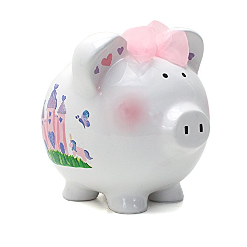 Child to Cherish Ceramic Piggy Bank for Girls, Princess Castle