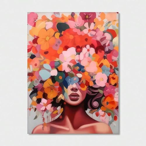 Affiches sur toile de portraits floraux féminins décoration murale