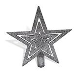 Durchmesser: ca. 15 cm Urban Design Weihnachtsbaumspitze Baumspitze Baumstern Spitze Stern Baumschmuck Weihnachtsbaum-Stern Weihnachtsstern Glitzer Frost (Silber Glitzer)