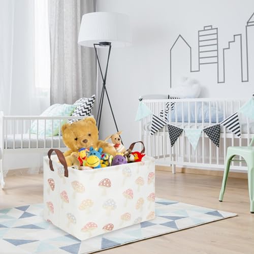Image of Rectangular Baby Laundry Basket,Mushroom Basket,Collapsible Waterproof Kids Toys Storage box,kids gift hamper,Toy Bins,Baby Room Decor(Mushroom)