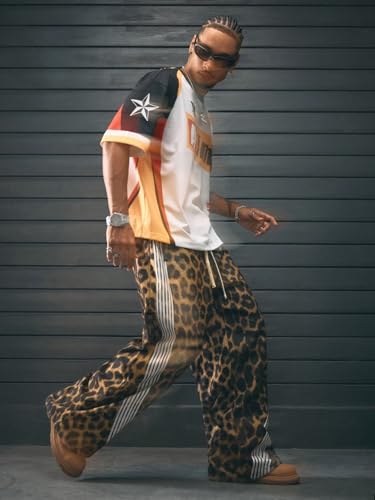 Jogger Sweatpants for Men Color Block Wide Leg Drawstrings Casual Cargo Joggers Pants with Pockets4