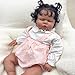 Angelbaby 24 Inch Real Life Black Girl Reborn Baby Dolls Big African American Reborn Toddler Doll Soft Silicone Weighted Sleeping Realistic Newborn Doll with Brown Skin Handmade Lifelike Babies Toys