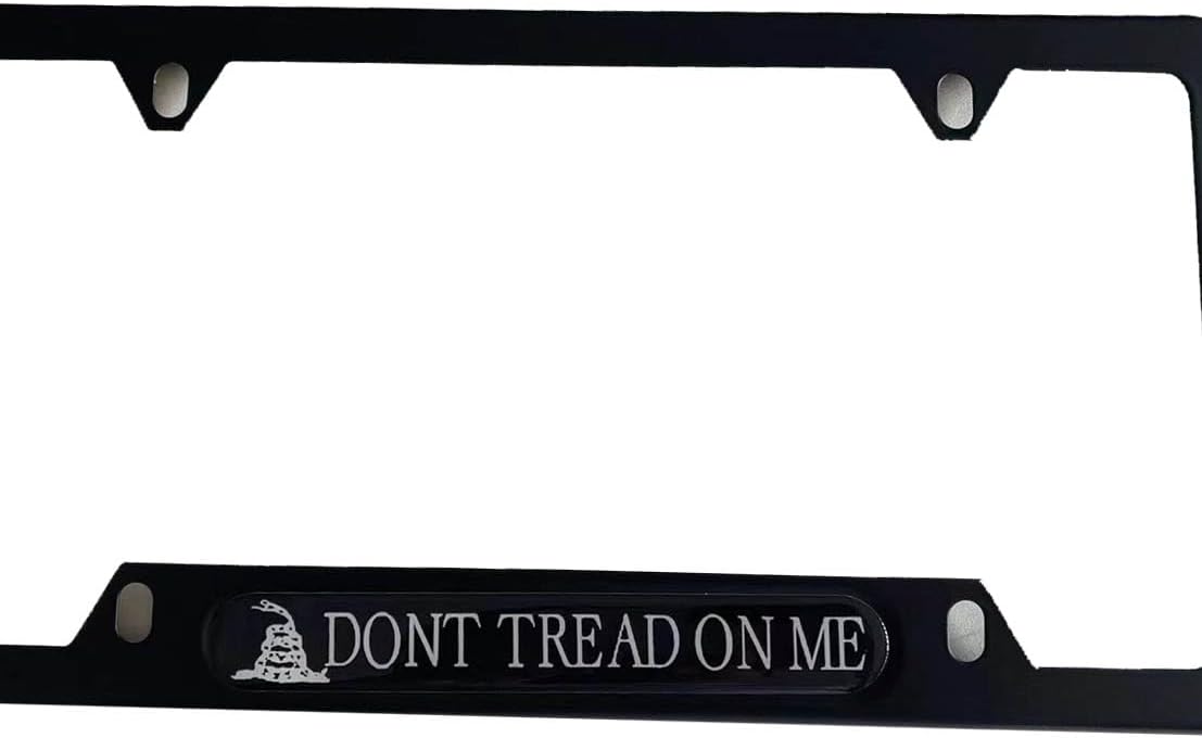 Black License Plate Frame Cover Holder Dont Tread On Me Truck Car Accessories Stainless Steel 1Pc