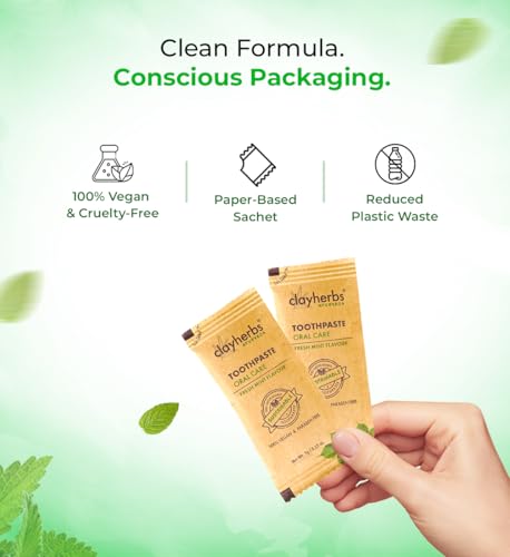 Image of Travel Toothpaste Sachets - Eco-Friendly Single-Use Natural Toothpaste in Kraft Pouch - Ideal for Hotels, Travel, Guests & Events - Herbal Formula (200)