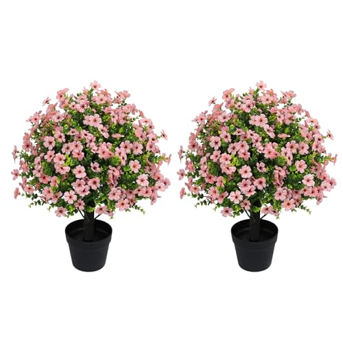 Aoutyers 24" Artificial Potted Plants Outdoor, Faux Flowers UV Resistant