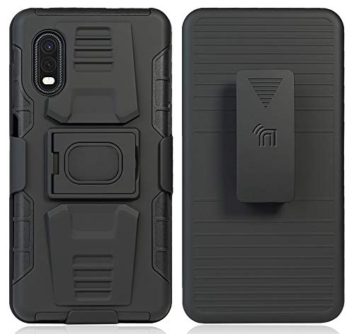 Case and Clip for Galaxy XCover Pro, Nakedcellphone [Black] Rugged Ring Grip Cover with Stand [Built-in Mounting Plate] and [Belt Hip Holster] for Samsung Galaxy XCover Pro Phone (SM-G715) - Thumbnail 2