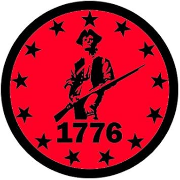 Red Round 1776 Minuteman Sticker Decal Self Adhesive 13 Stars Minutemen Border Patriot 1.25" Wide