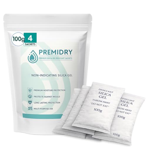 PREMIDRY 100g Silica Gel Sachets 4 Pack Moisture Absorber Bags