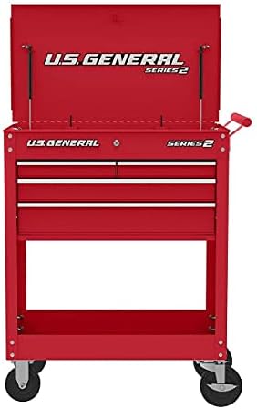 Roller Cart Tool Cabinet Storage Chest Box Glossy 4 Drawer 580 Lb. Capacity - RED