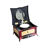 Estilo retro europeo: no es solo una caja de música, sino también una caja de joyería / vestidor, tamaño: 15.5x9x14cm / 6.1x3.5x5.5 ".