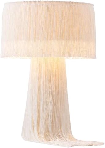 Tov Furniture Atolla Cotton Tasseled and Textured Table Lamp (Cream)