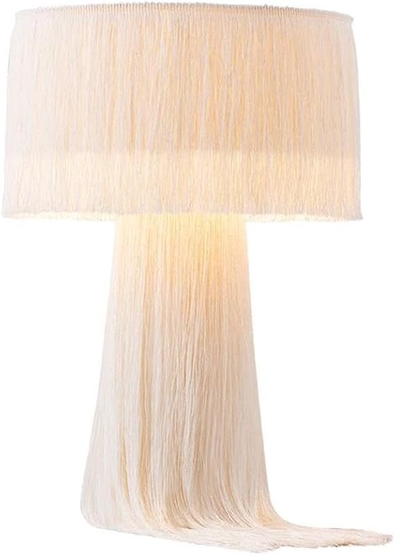 Tov Furniture Atolla Cotton Tasseled and Textured Table Lamp (Cream)