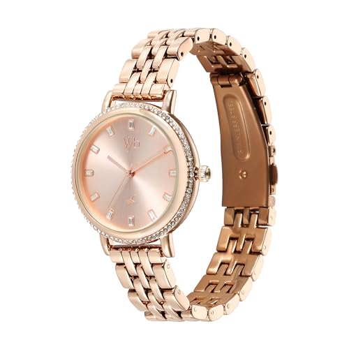 Image of Fastrack Vyb Enigma Rose Gold Dial Alloy Strap Watch for Women