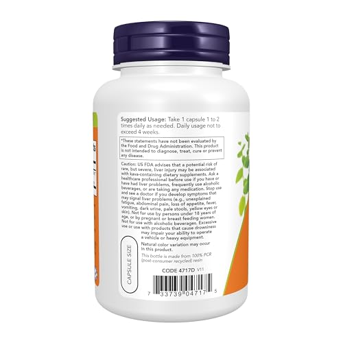 NOW Supplements Kava Kava Extract Capsules