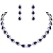 EVER FAITH Women's CZ Elegant Teardrop Necklace Earrings Set Blue Sapphire-color Silver-Tone
