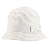 Trendy Apparel Shop Womens Trendy Cloche Paper Braid Bucket Hat - White