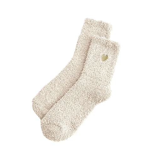 Womens Fuzzy Heart Pattern Socks