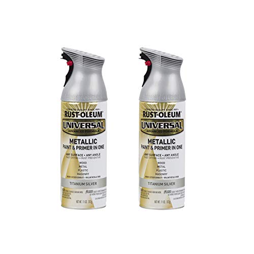 Image of Rust-Oleum 245220-2PK Universal All Surface Metallic Spray Paint, 11 oz, Titanium Silver, 2 Pack