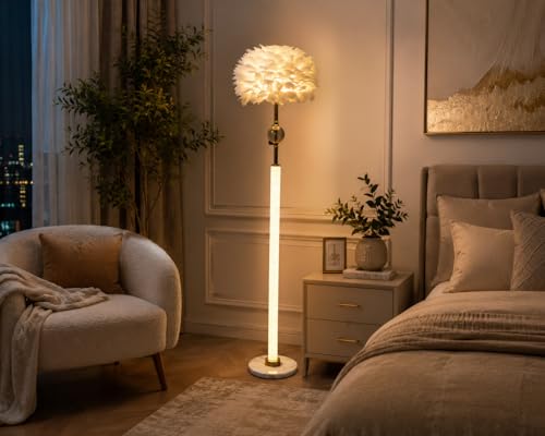 Image of Premium Decorative LED Floor Lamp & Glass Art Collection - Modern FlloNight Light - Unique Aesthetic Home Gift (Liora)