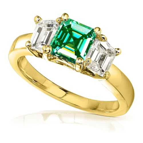 2.0 Carat 7MM Green Moissanite Ring for Women Gift Square Cut Lab Created Diamond Eternal Jewelry 18K Gold Plated 925 Silver Not Fading