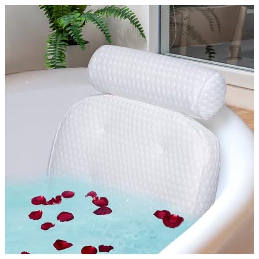Bath Pillow for Bathtub Support Neck,Head and Back with Non-Slip Suction Cups and Comfortabl 4D AirenMesh Bathtub Pillow for Women & Men