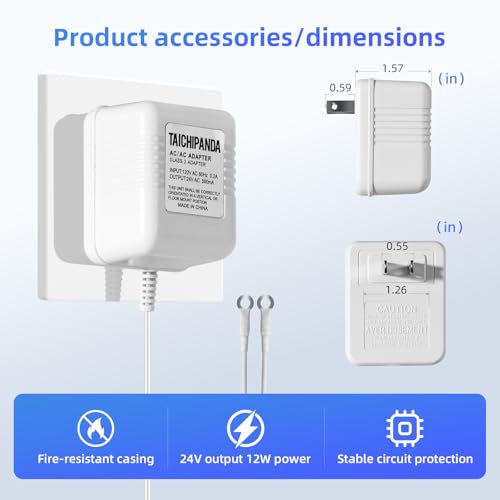 24V Doorbell Transformer, 500MA AC Adapter for All Ring Video Doorbell Versions, 18ft Doorbell Power Supply, Power Cable Compatible with Ring, Nest, Wyze, and Eufy Doorbells